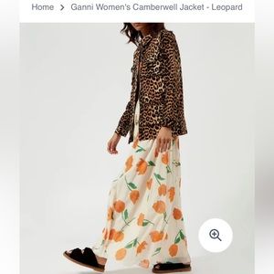 Ganni Camperwell Leopard overshirt with belt (size 36)